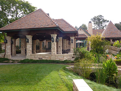 Rear facade with covered patio