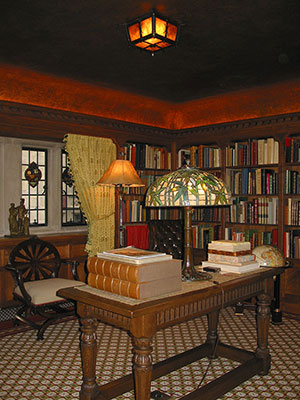 Oak paneled Library interior