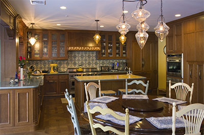 Kitchen with custom cherry cabinetry