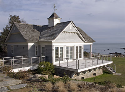 Boathouse with porch facing Long Island Sound