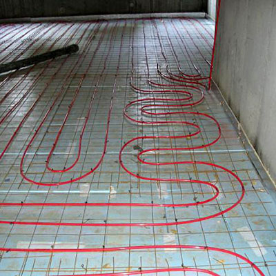 Radiant tubing to be encased in concrete floor slab